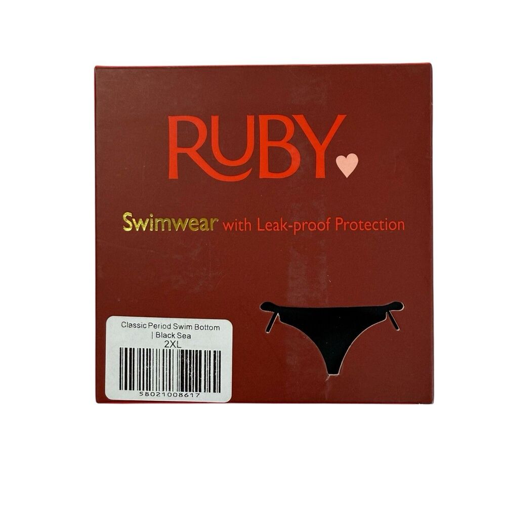 NEW Ruby Love Classic Leak Proof Protection Swim Bottoms Size 2XL Black Swimwear